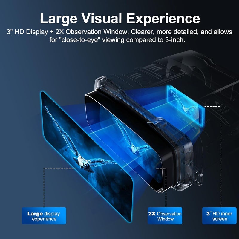 VABSCE Night Vision Goggles, True 4K Night Vision Binoculars, Built-in Powerful Focusable IR, 6000mAh Rechargeable Battery, Super Large Display, Long Viewing Range, Free 64GB Card (Silver 4k Pro) - Image 4